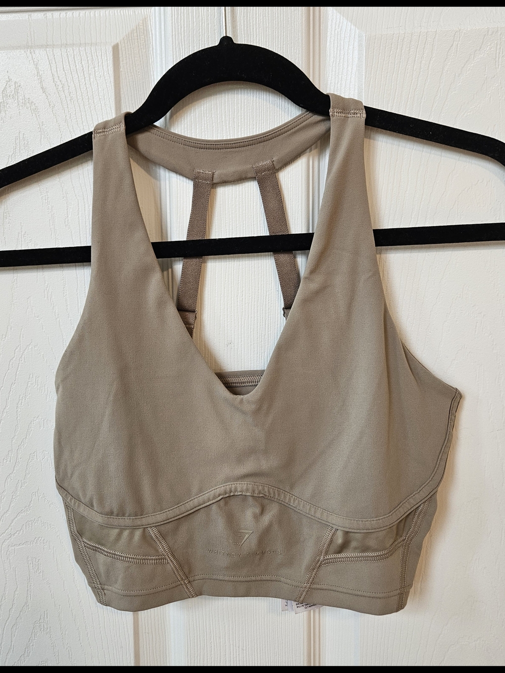 Gymshark Whitney Simmons Sports Bra Taupe Strappy Back Adjustable Size S